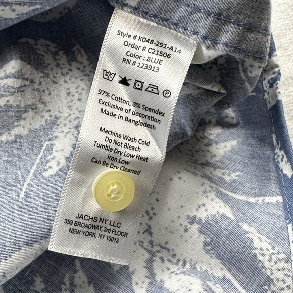 Mens Jachs NY Palm Tree Print Short Sleeve Button-Down Shirt Size L Blue Casual - Picture 9 of 16